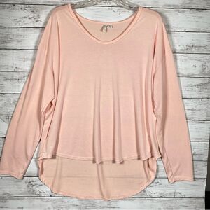 Cato pink/peach hi-low rayon poly long sleeve t-shirt top 18/20 2x